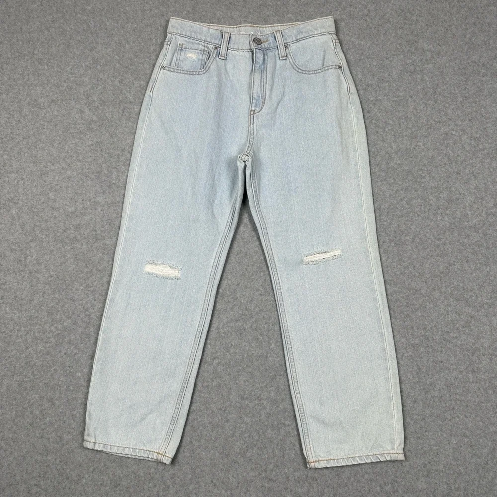 Old Navy Jeans Girls 12 Light Wash High Rise Slouchy Straight Blue Denim